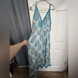 Magic Teal and White Maxi Dress